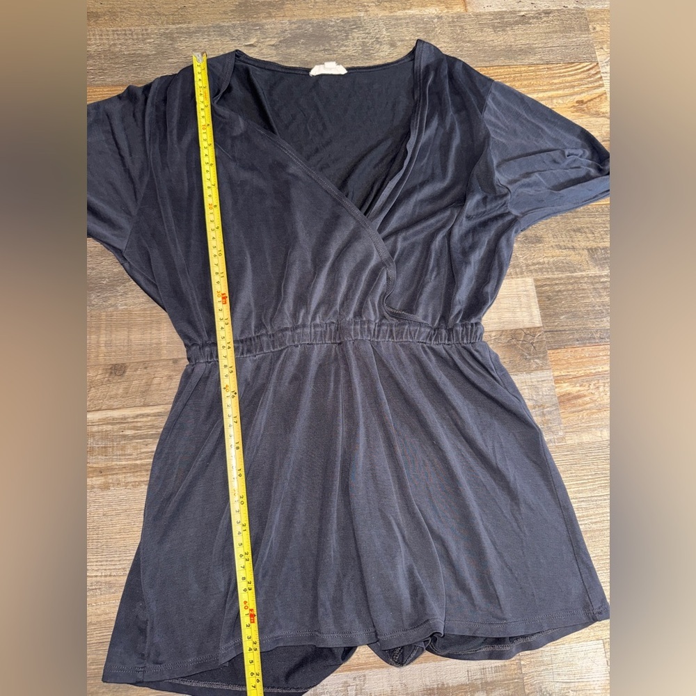 Silence + Noise‎ Black Wrap Romper Small Modal Elastic Waist - Picture 7 of 8